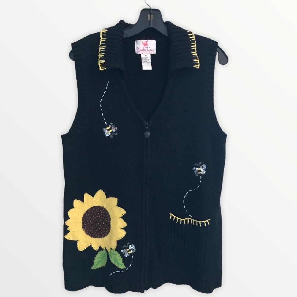 Quacker Factory Black Floral Vest